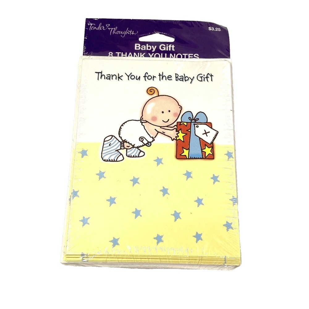 3 PACKS tender thoughts baby gift thank you cards 8 count baby shower boy girl‎